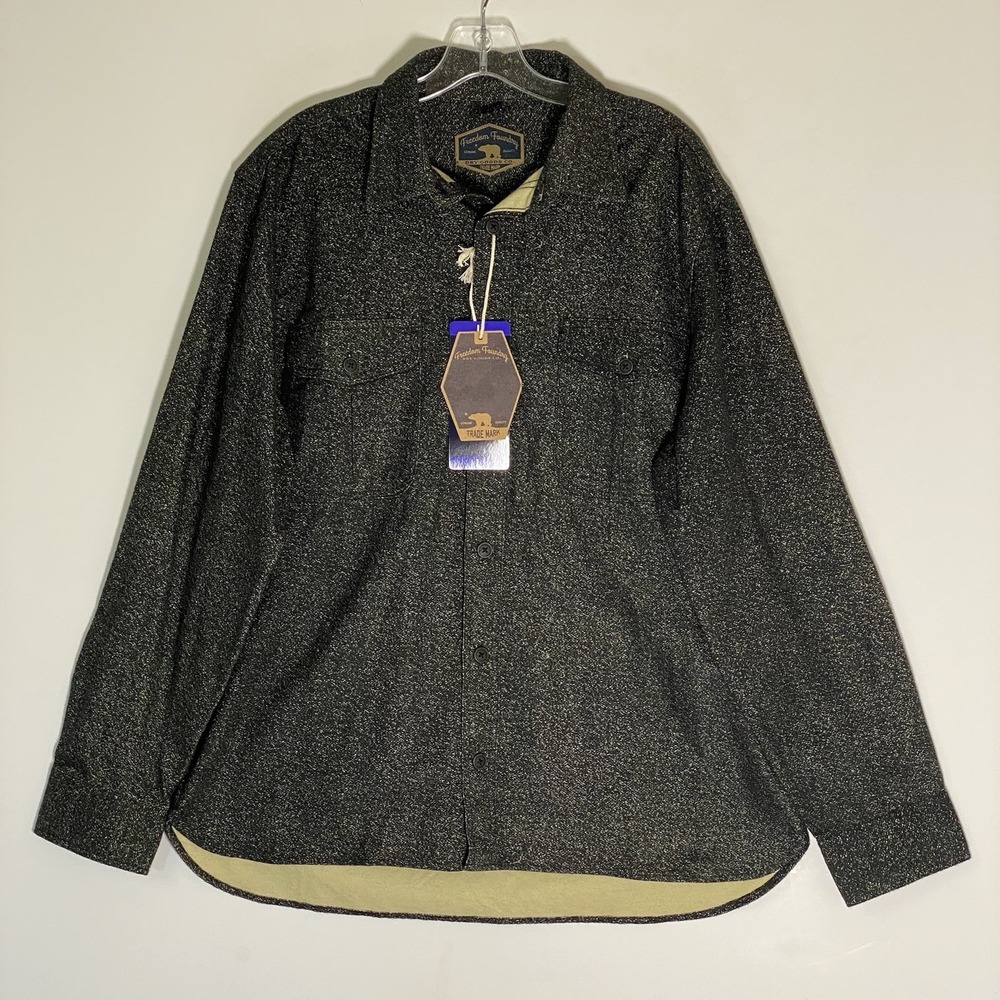Freedom Foundry Flannel Shirt Mens Large Black Heather Speckled Heavyweight‎ NEW